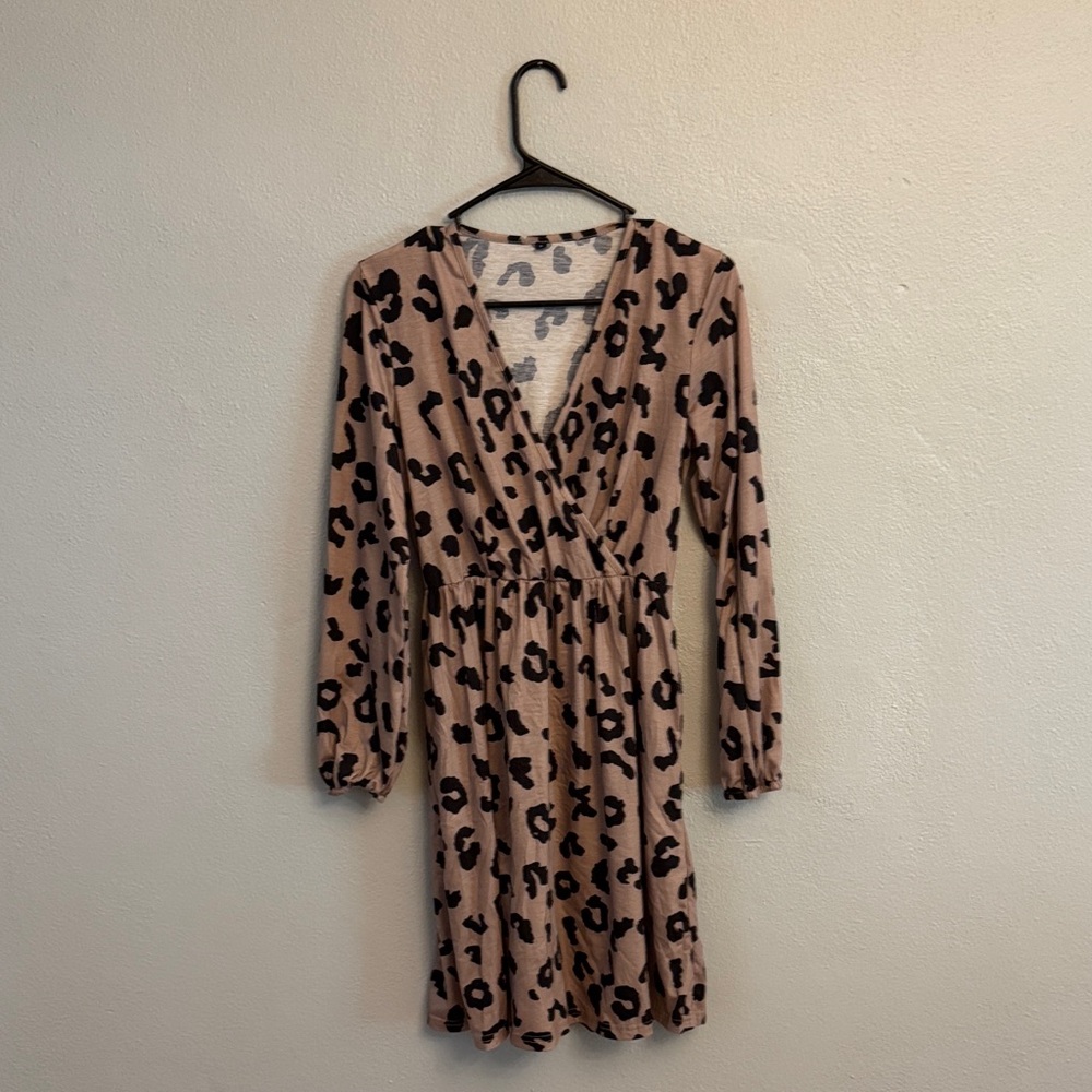 Leopard Print V-Neck Dress